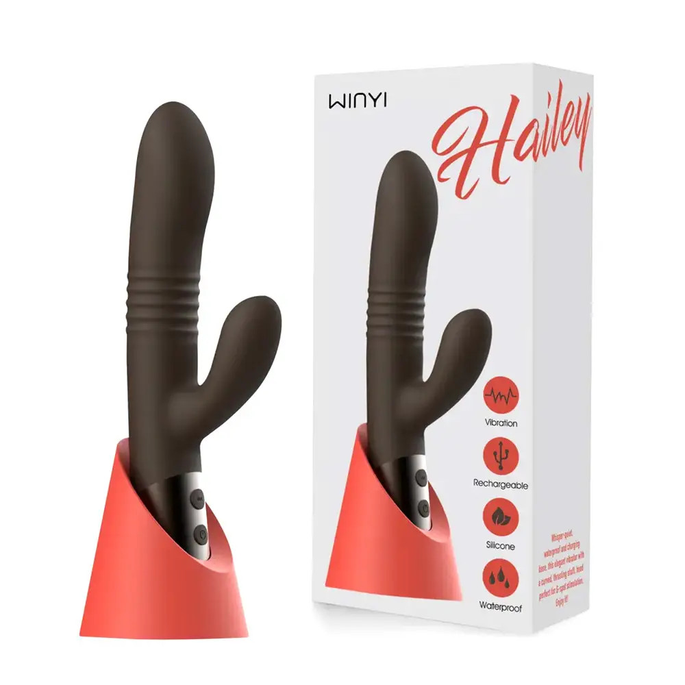 Vibrador Rabbit com 10 Modos de Vibração, 3 Movimentos de Vai e Vem e Base Recarregável - Winyi Hailey | 15 x 3,4 cm | Disponível em 2 Cores - 1