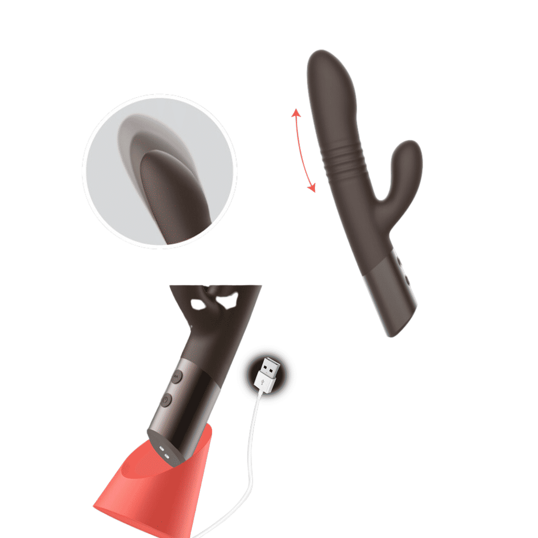 Vibrador Rabbit com 10 Modos de Vibração, 3 Movimentos de Vai e Vem e Base Recarregável - Winyi Hailey | 15 x 3,4 cm | Disponível em 2 Cores - 5