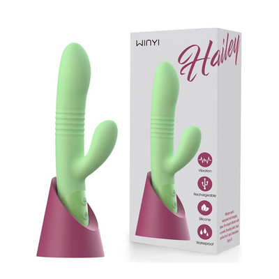 Foto 7 do produto Vibrador Rabbit com 10 Modos de Vibração, 3 Movimentos de Vai e Vem e Base Recarregável - Winyi Hailey | 15 x 3,4 cm | Disponível em 2 Cores