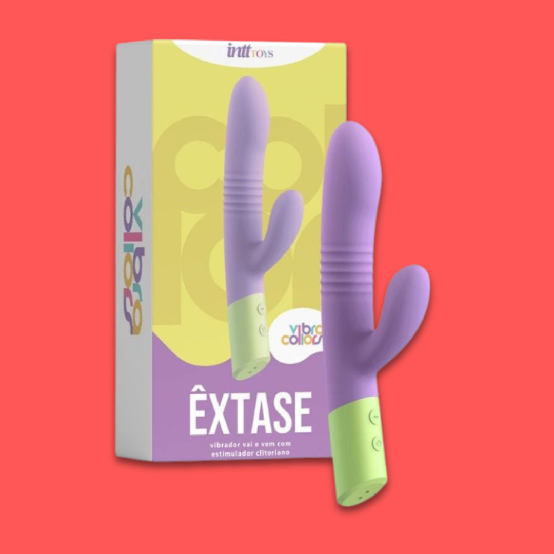 Vibrador Rabbit com 10 Modos de Vibração, Movimentos de Vai e Vem e Carregamento via Cabo USB - Intt Toys Êxtase | 15 x 3,4 cm | Disponível em 2 Cores - 5