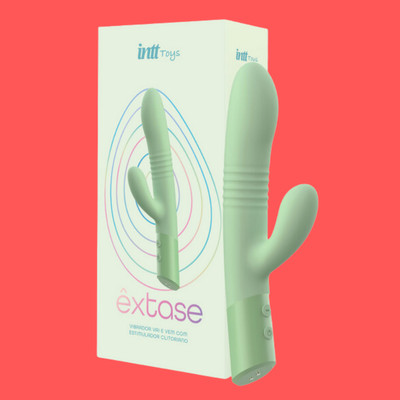 Vibrador Rabbit com 10 Modos de Vibração, Movimentos de Vai e Vem e Carregamento via Cabo USB - Intt Toys Êxtase | 15 x 3,4 cm | Disponível em 2 Cores