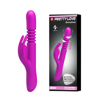 Vibrador Rabbit com 12 Modos de Vibraço, 4 Modos de Vai e Vem, Rotações e Função Memória - Pretty Love Donahue | 15 x 3,1 cm | Disponível em 2 Cores