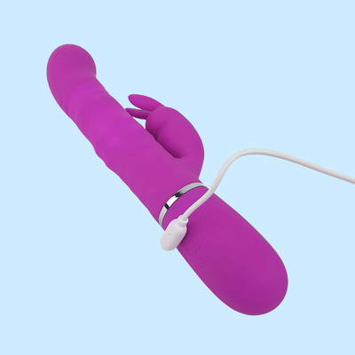 Foto 7 do produto Vibrador Rabbit com 7 Modos de Vibrações, 4 Tipos de Rotação, 4 Tipos de Vai e Vem e Recarregável - Pretty Love Coale | 12,5 x 3,4 cm
