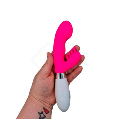 Foto 8 do produto Vibrador Rabbit Escalonado em Silicone de Toque Macio com 10 Vibrações - Green Baby | 9 x 3,8 cm | Disponível em 2 cores