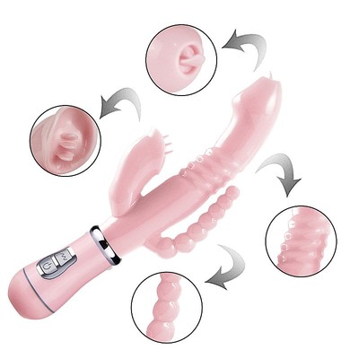 Foto 2 do produto Vibrador Rabbit com Estimulador de Ponto G, Clítoris e esferas Anais de Silicone com 12 Modos de Vibrações Recarregável - SI | 11x 3 cm | Disponível em 3 Cores