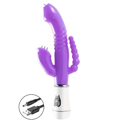 Foto 5 do produto Vibrador Rabbit com Estimulador de Ponto G, Clítoris e esferas Anais de Silicone com 12 Modos de Vibrações Recarregável - SI | 11x 3 cm | Disponível em 3 Cores