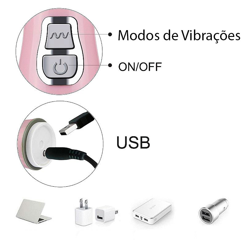 Vibrador Rabbit com Estimulador de Ponto G, Clítoris e esferas Anais de Silicone com 12 Modos de Vibrações Recarregável - SI | 11x 3 cm | Disponível em 3 Cores - 4