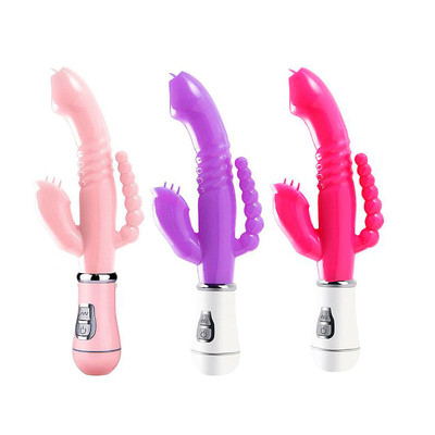 Foto 1 do produto Vibrador Rabbit com Estimulador de Ponto G, Clítoris e esferas Anais de Silicone com 12 Modos de Vibrações Recarregável - SI | 11x 3 cm | Disponível em 3 Cores