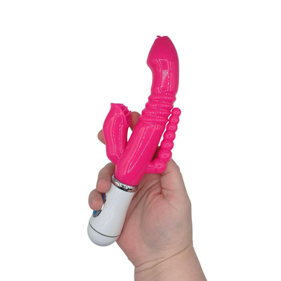 Foto 7 do produto Vibrador Rabbit com Estimulador de Ponto G, Clítoris e esferas Anais de Silicone com 12 Modos de Vibrações Recarregável - SI | 11x 3 cm | Disponível em 3 Cores