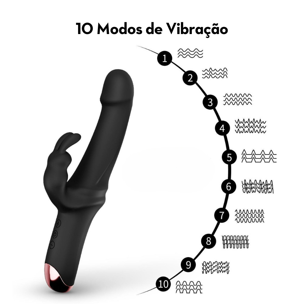 Vibrador Rabbit com Glande em Silicone Soft Touch, 10 Modos de Vibração Potentes e Recarregável - M. Yollo | Disponível em 3 Cores - 4