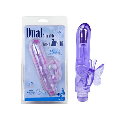 Foto 6 do produto Vibrador Rabbit em Jelly com Vibração Multivelocidade e Estimulador de Clitóris em Forma de Borboleta - Aphrodisia Dual Stimulator Butterfly | 11,8 x 3,1 cm | Disponível em 2 Cores