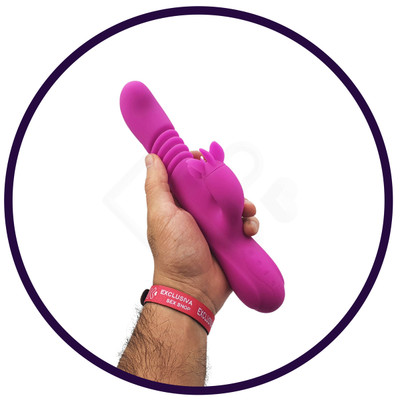 Vibrador Rabbit com Movimento Vai e Vem, Função de Aquecimento e Rotação - Man Nuo Arya Telescopic Rotation Tongue Vibrator | 13,8 x 3,4 cm