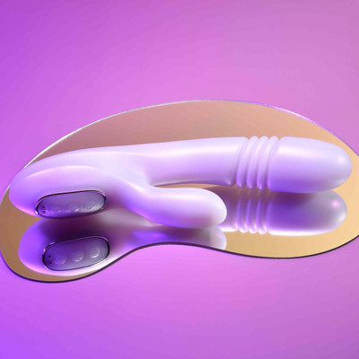Foto 3 do produto Vibrador Rabbit Recarregável com 10 Vibrações, Movimentos de Vai e Vem e Função Aquecimento - Evolved Playboy Pleasure Bumping Bunny | 13,8 x 3,7 cm
