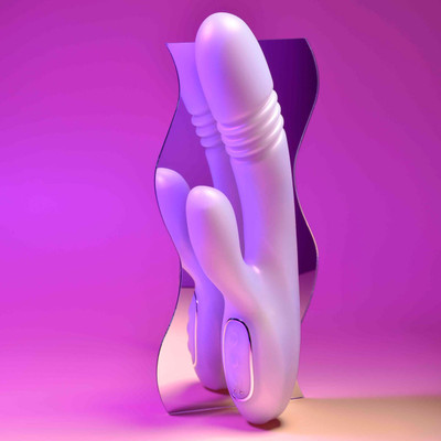 Vibrador Rabbit Recarregável com 10 Vibrações, Movimentos de Vai e Vem e Função Aquecimento - Evolved Playboy Pleasure Bumping Bunny | 13,8 x 3,7 cm