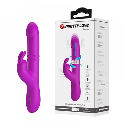 Foto 1 do produto Vibrador Rabbit Recarregável com 4 Modos de Rotação, 4 Modos Vai e Vem e 12 Modos de Vibrações - Pretty Love Reese | 13 x 3,4 cm