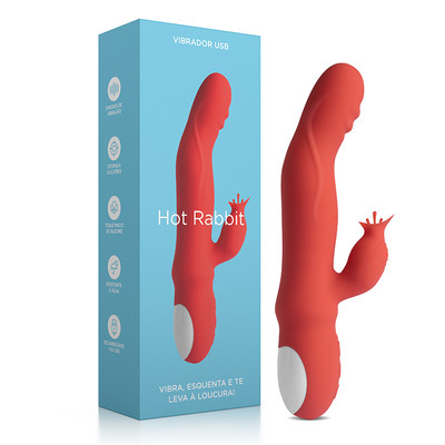 Vibrador Rabbit Recarregável com 9 Modos de Vibração, Função Aquecimento e Movimentos de "Chamadinha" - Hot Rabbit | 12 x 3,2 cm