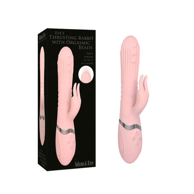 Foto 1 do produto Vibrador Rabbit Recarregável com Estimulador de Clítoris em Forma de Coelho, 7 Vibrações e 3 Movimentos Vai e Vem - Adam & Eve - Eve's Thrusting Rabbit Whit Orgasmic Beads | 13,2 x 3,2 cm