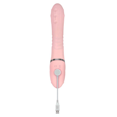 Foto 2 do produto Vibrador Rabbit Recarregável com Estimulador de Clítoris em Forma de Coelho, 7 Vibrações e 3 Movimentos Vai e Vem - Adam & Eve - Eve's Thrusting Rabbit Whit Orgasmic Beads | 13,2 x 3,2 cm