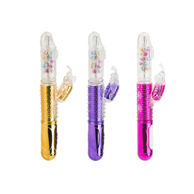 Vibrador Rabbit Recarregável com Movimento Vai e Vem, Estimulador de Clitóris em Forma de Borboleta e 36 Modos de Vibração - Devices Vibration Balls | 12,5 x 3,6 cm | Disponível em 3 Cores