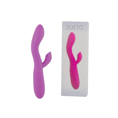 Foto 1 do produto Vibrador de Ponto G e Clitóris em Silicone com 10 Modos de Vibrações e Recarregável - SI Dueto | 10,3 x 3,7 cm | Disponível em 2 Cores