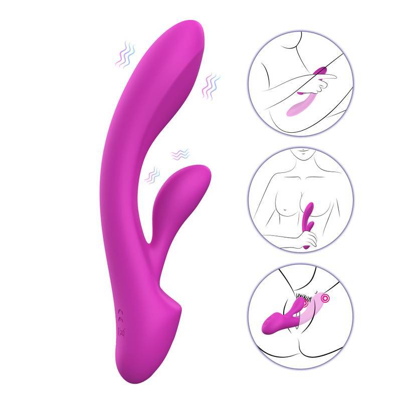 Vibrador Rabbit Recarregável em Silicone com 12 Modos de Vibrações e Resistente á Água - Body-Safe | 13,9 x 3,1 cm - 6