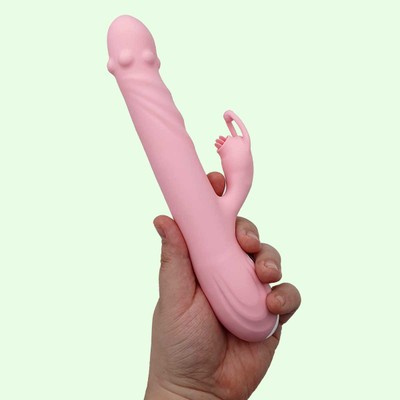 Foto 5 do produto Vibrador Rabbit Recarregável em Silicone com 36 Modos de Vibração, Função Aquecimento e 3 Níveis de Rotação - Tongue Thrusting Vibrator | 13 x 3 cm