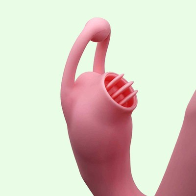 Foto 2 do produto Vibrador Rabbit Recarregável em Silicone com 36 Modos de Vibração, Função Aquecimento e 3 Níveis de Rotação - Tongue Thrusting Vibrator | 13 x 3 cm