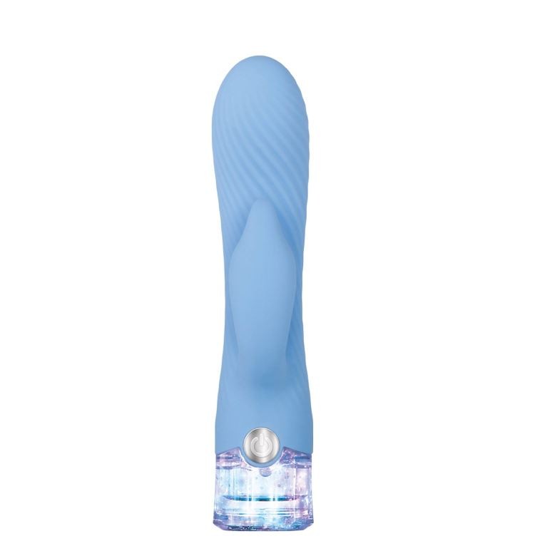 Vibrador Rabbit Recarregável com Texturas em Espiral e Estimulador Clitoriano, 2 motores com 10 Modos de Vibração e Luz de LED - Evolved Glitteriffic | 9,5 x 3,5 cm - 2