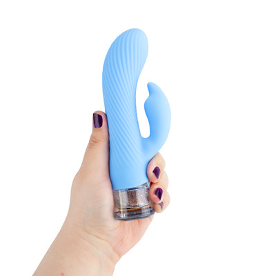 Vibrador Rabbit Recarregável com Texturas em Espiral e Estimulador Clitoriano, 2 motores com 10 Modos de Vibração e Luz de LED - Evolved Glitteriffic | 9,5 x 3,5 cm