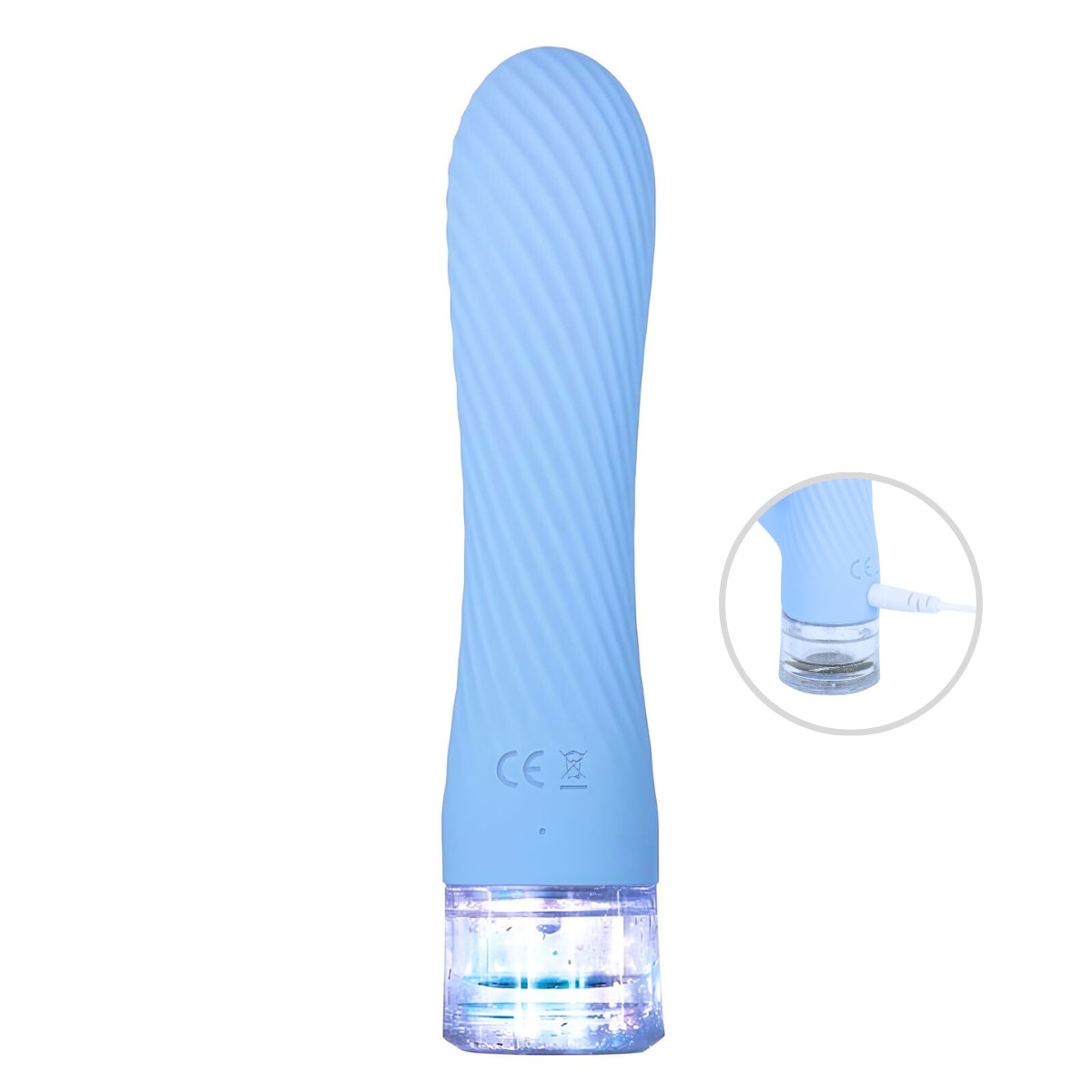 Vibrador Rabbit Recarregável com Texturas em Espiral e Estimulador Clitoriano, 2 motores com 10 Modos de Vibração e Luz de LED - Evolved Glitteriffic | 9,5 x 3,5 cm - 6
