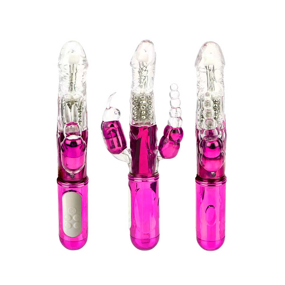 Vibrador Rabbit Rotativo Triplo com 3 Motores, 38 Modos de Vibração, 7 Velocidades de Rotação e Recarregável - Stimulus | 11,5 x 3 cm | Disponível em 3 Cores - 3