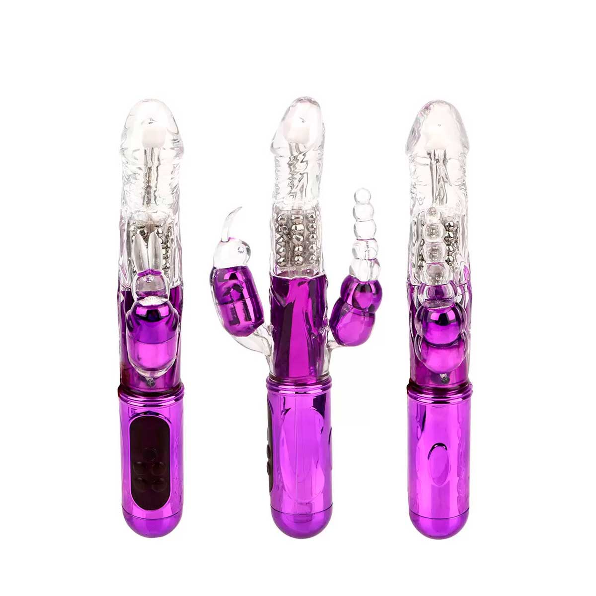 Vibrador Rabbit Rotativo Triplo com 3 Motores, 38 Modos de Vibração, 7 Velocidades de Rotação e Recarregável - Stimulus | 11,5 x 3 cm | Disponível em 3 Cores - 2