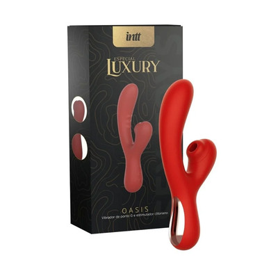 Vibrador Rabbit em Silicone com 10 Modos de Vibração, 10 Ondas de Pressão e Recarregável - Intt Toys Luxury Oasis | 11,5 x 3,7 cm