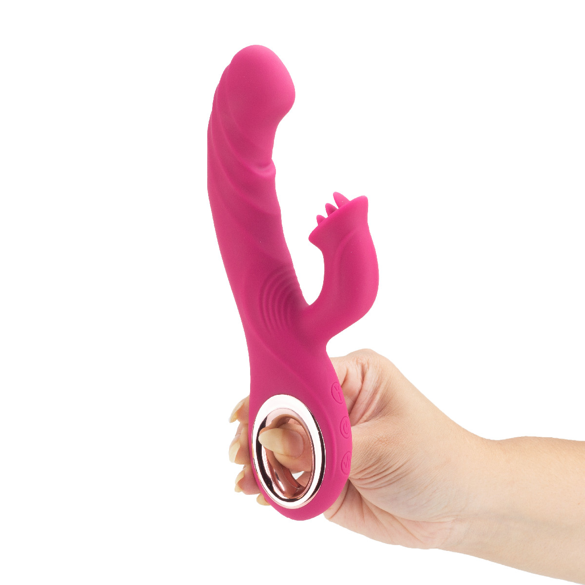 Vibrador Rabbit em Silicone com 10 Modos de Vibração, Movimentos de ''Vem Cá'' e Recarregável - 12,4 x 3,5 cm - 5