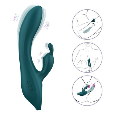 Foto 7 do produto Vibrador Rabbit em Silicone com 10 Modos de Vibrações e Resistente á Água - Silicone Toy Body-Safe | 14,5 x 3,3 cm