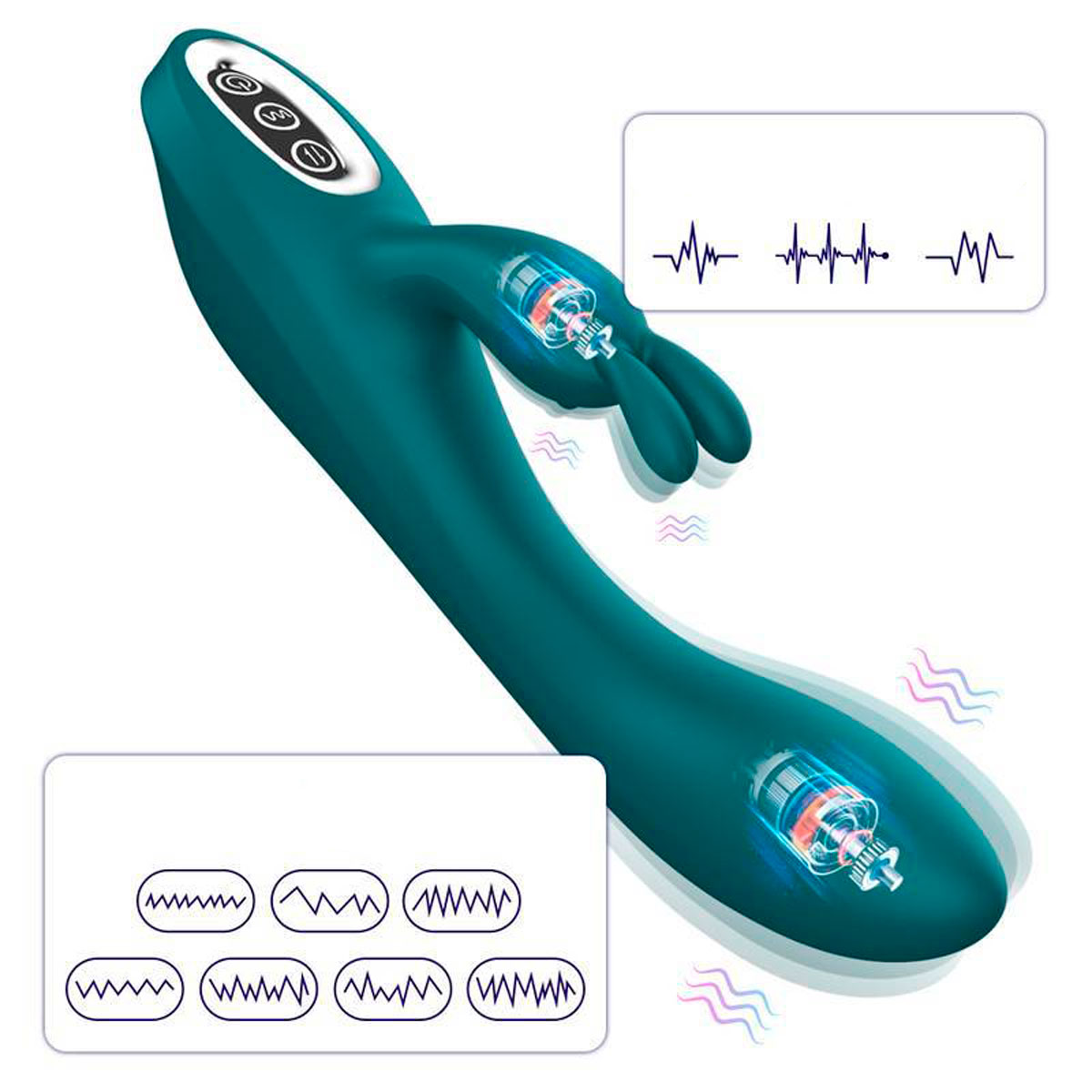 Vibrador Rabbit em Silicone com 10 Modos de Vibrações e Resistente á Água - Silicone Toy Body-Safe | 14,5 x 3,3 cm - 6