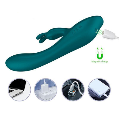 Foto 8 do produto Vibrador Rabbit em Silicone com 10 Modos de Vibrações e Resistente á Água - Silicone Toy Body-Safe | 14,5 x 3,3 cm