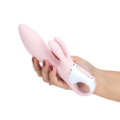 Foto 6 do produto Vibrador Rabbit em Silicone com 12 Modos de Vibrações, 3 Intensidades e Função de Inflar - Satisfyer Air Pump Bunny 3 | 11,6 x 4 cm