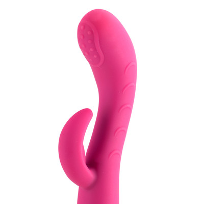 Foto 2 do produto Vibrador Rabbit em Silicone com 2 Motores, 10 Modos de Vibração e Texturas - Flat | 9,5 x 3 cm | Disponível em 2 Cores