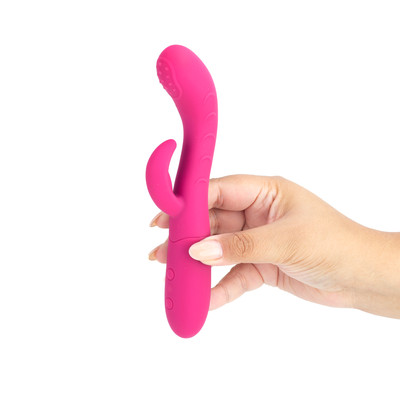 Foto 4 do produto Vibrador Rabbit em Silicone com 2 Motores, 10 Modos de Vibração e Texturas - Flat | 9,5 x 3 cm | Disponível em 2 Cores