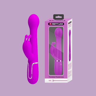 Vibrador Rabbit em Silicone com 7 Modos de Vibração, 4 Movimentos de Vai e Vem e Rotação e Carregamento USB - Pretty Love Dejon | 12 x 3 cm