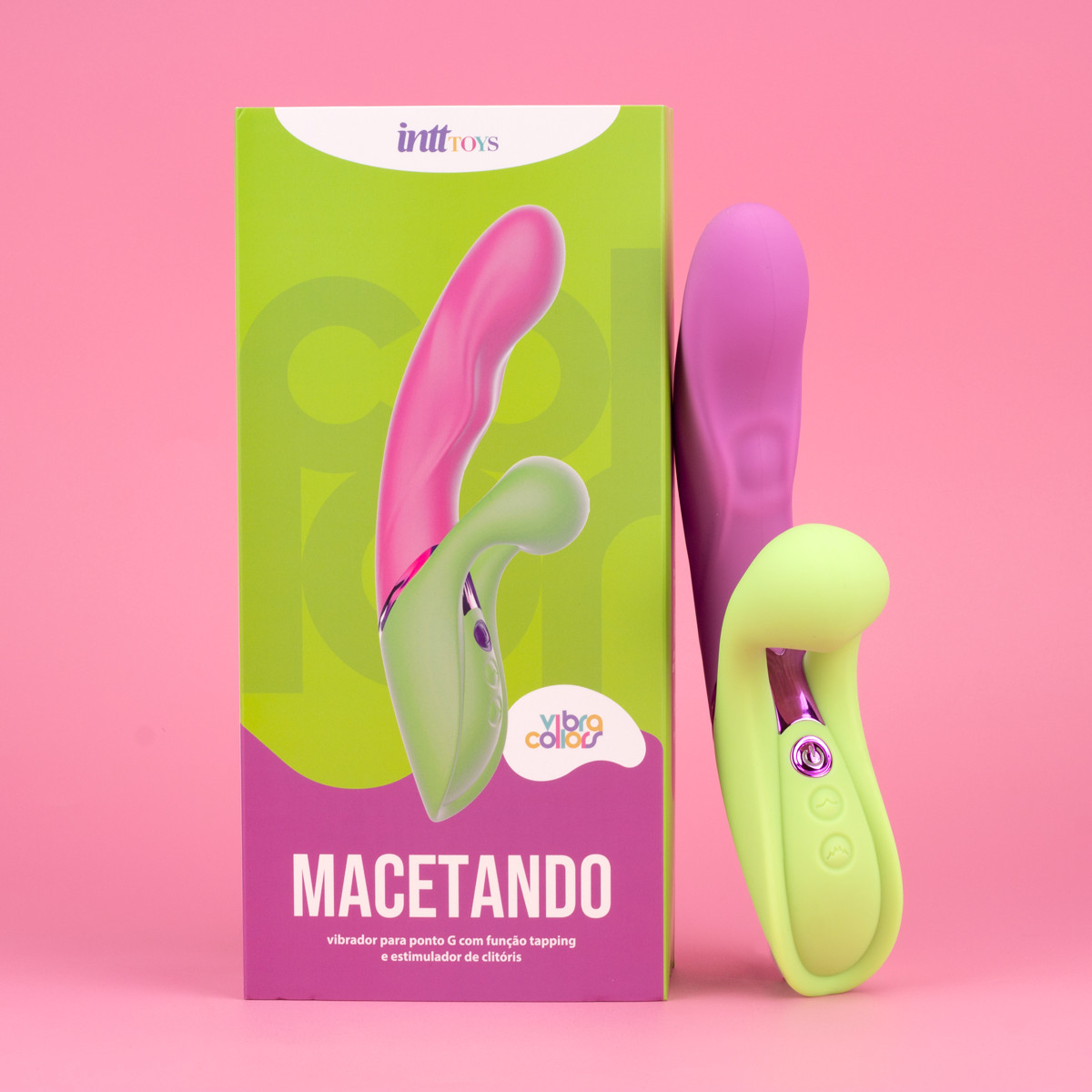 Vibrador Rabbit em Silicone Cirúrgico com Função Tapping em 10 Modos e 10 Tipos de Vibração - Intt Toys Vibra Collors Macetando - 1