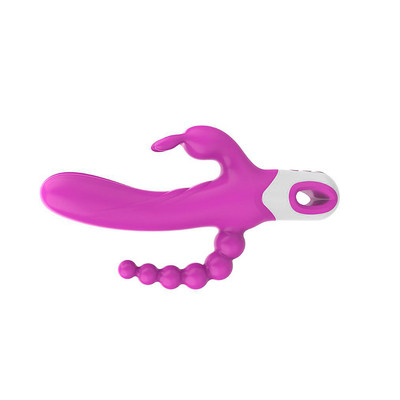 Foto 2 do produto Vibrador Rabbit em Silicone com Plug Anal Escalonado, 15 Modos de Vibração, Recarregável e Resistente à Água - Eden | 12,5 x 3,4 cm