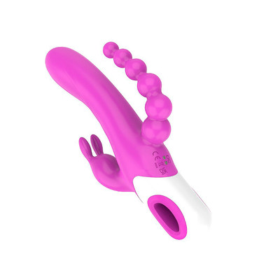 Foto 4 do produto Vibrador Rabbit em Silicone com Plug Anal Escalonado, 15 Modos de Vibração, Recarregável e Resistente à Água - Eden | 12,5 x 3,4 cm