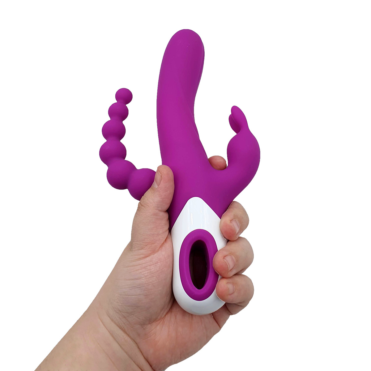 Vibrador Rabbit em Silicone com Plug Anal Escalonado, 15 Modos de Vibração, Recarregável e Resistente à Água - Eden | 12,5 x 3,4 cm - 6