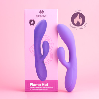 Vibrador Rabbit em Silicone Soft Touch com 10 Modos de Vibração, Função Aquecimento e Carregamento via Cabo USB - Exclusiva Fiama Hot