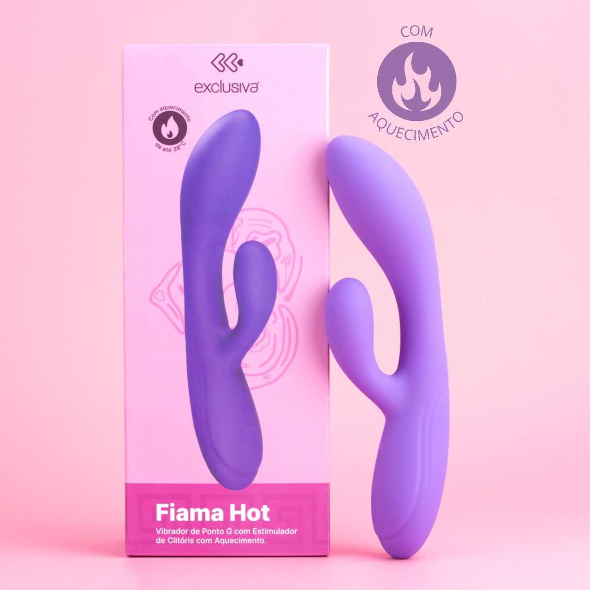 Vibrador Rabbit em Silicone Soft Touch com 10 Modos de Vibração, Função Aquecimento e Carregamento via Cabo USB - Exclusiva Fiama Hot - 2