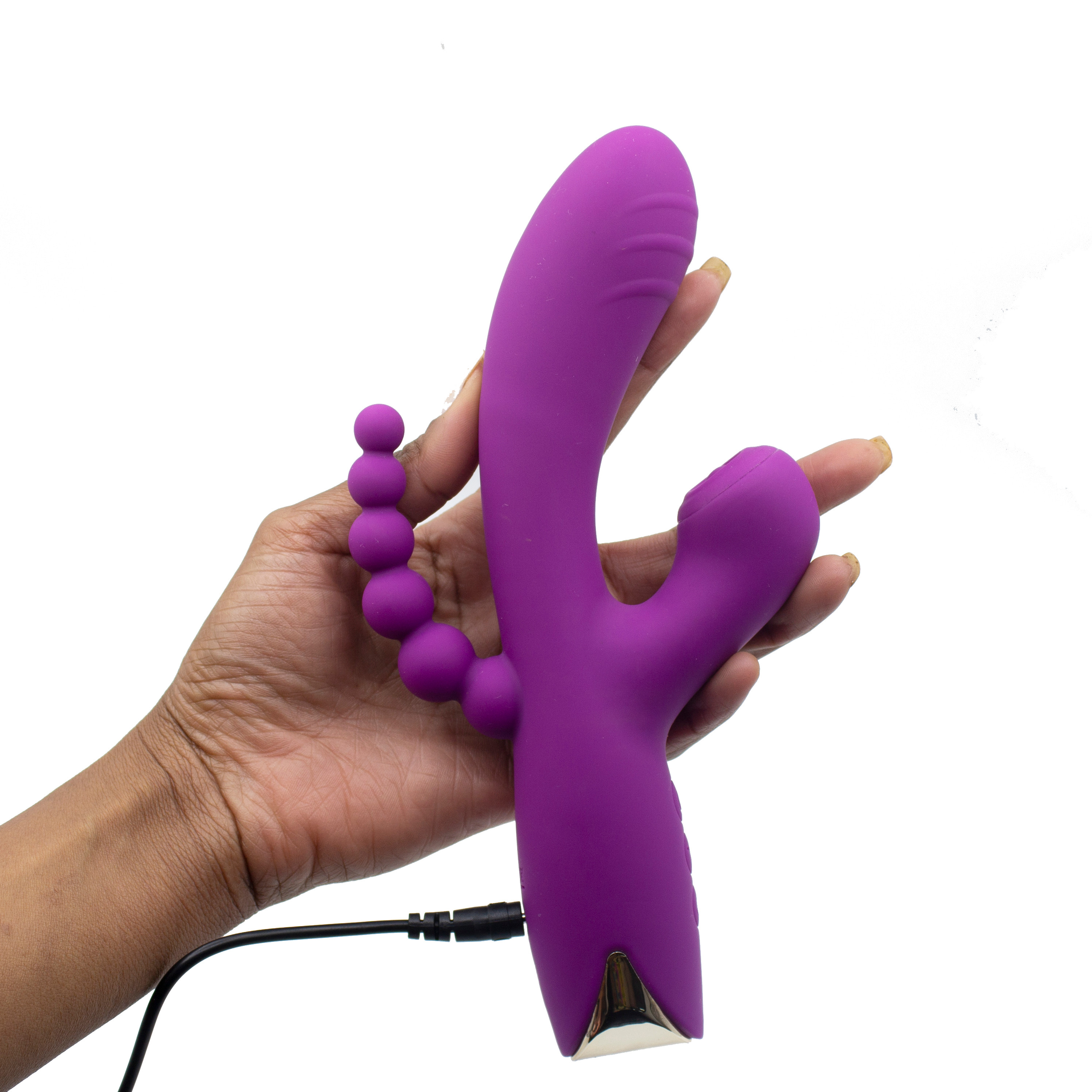 Vibrador Rabbit Triplo, 10 Modos de Vibração, 4 níveis de Velocidade e Recarregável -  Nv Toys Snappy Bunny | 10,5 x 3,7 cm | Disponível em 2 Cores - 5