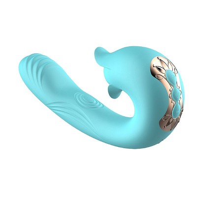 Foto 2 do produto Vibrador Duplo Recarregável com 7 Movimentos de Língua Estimuladora, 10 Pulsações e 7 Tipos de Vibrações - SI | 13 x 3,2 cm | Disponível em 3 Cores