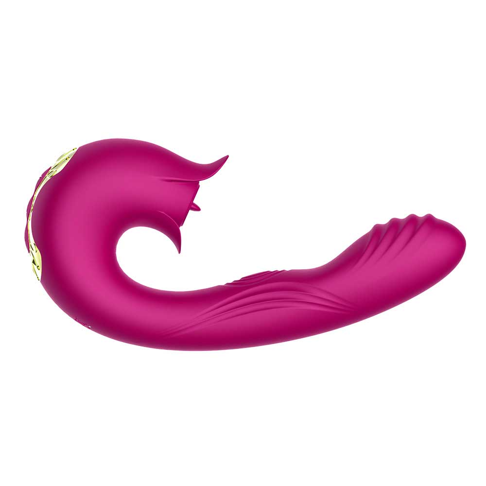 Vibrador Duplo Recarregável com 7 Movimentos de Língua Estimuladora, 10 Pulsações e 7 Tipos de Vibrações - SI | 13 x 3,2 cm | Disponível em 3 Cores - 8